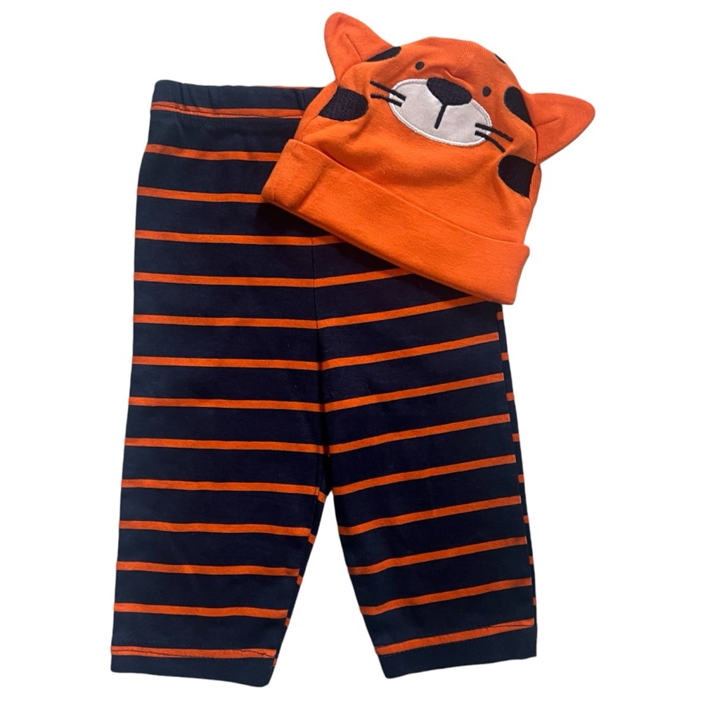 Navy Orange Striped Pants & Tiger Hat - Auburn Tigers - Clemson - College Team